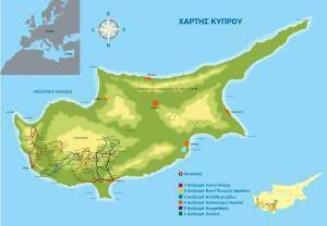 Χάρτης της Κύπρου Διαδρομές Κρασιού Πηγή: Κυπριακός Οργανισμός Τουρισμού, Κυπριακής Δημοκρατίας
